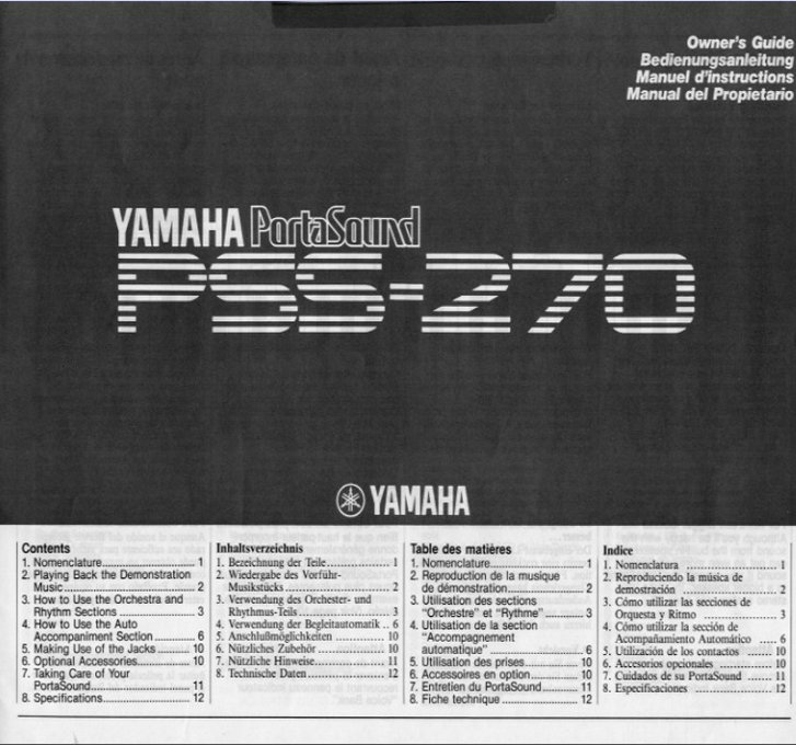 雅马哈PSS-270说明书