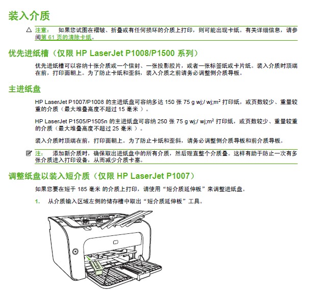 惠普Laserjet P1505激光打印机使用说明书
