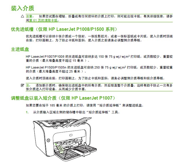 惠普Laserjet P1008激光打印机使用说明书