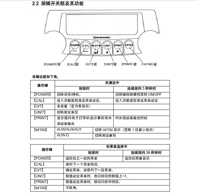 岛津AUW220分析天平操作说明书