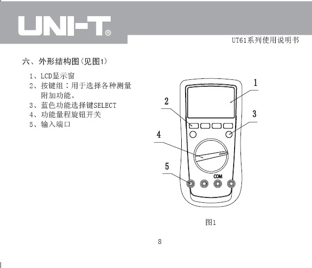 优利德UT61E新款自动量程数字万用表使用说明书