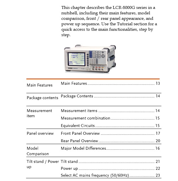 固纬LCR-8110G高精度LCR测试仪使用说明书