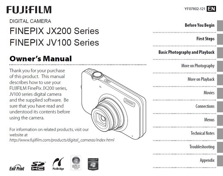 富士FinePix JX200 series数码相机 使用说明书