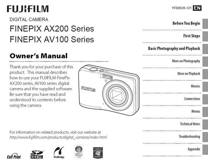 富士FinePix AV100 series数码相机 使用说明书
