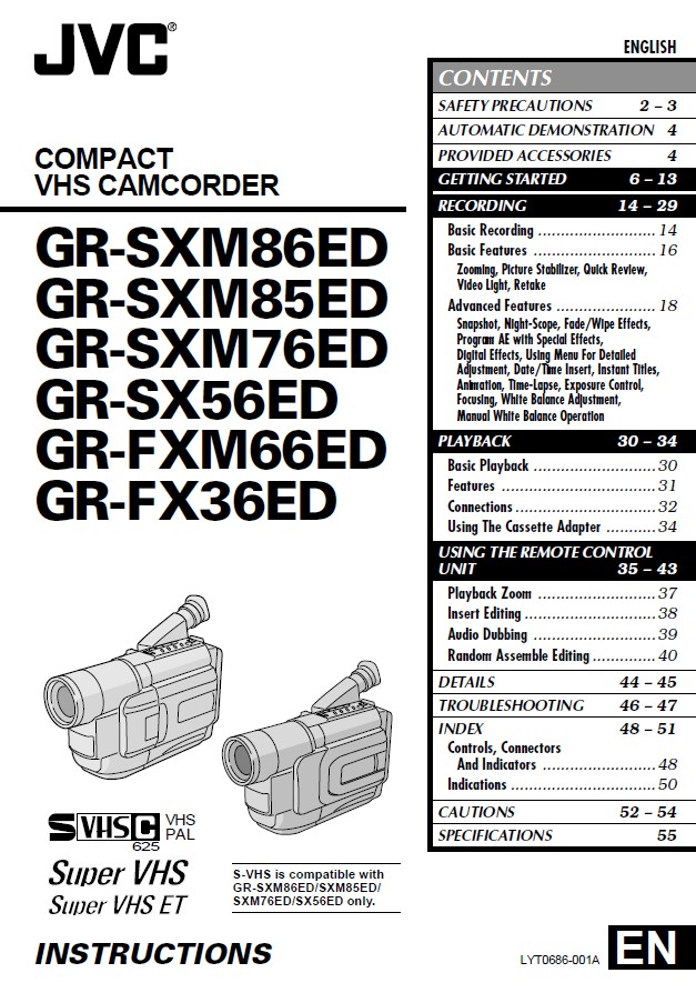 JVC GR-FX36ED数码摄像机 使用说明书