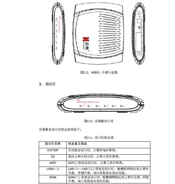 宏电 3G路由器H8951使用说明书