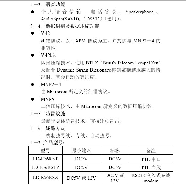 LD-56RSZ外置专线MODEM说明书