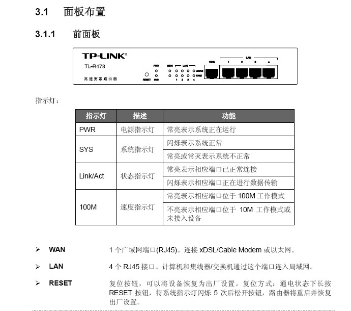 TP-Link宽带路由器TL-R478型使用说明书