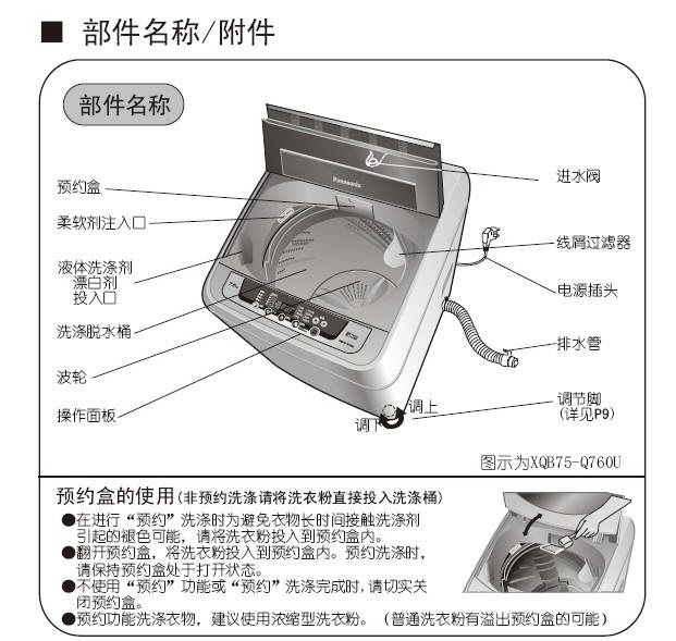 松下XQB75-Q760U洗衣机使用说明书