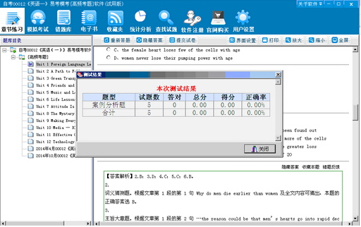 自考00012《英语一》易考模考[高频考题]软件