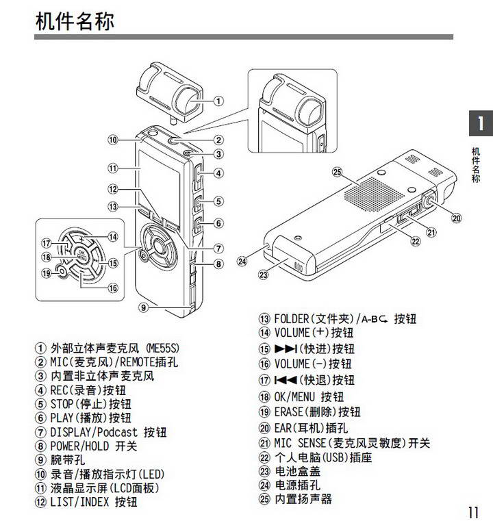 奥林巴斯录音笔DS-55型使用说明书