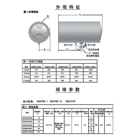 AO史密斯CEWHR-80PE6热水器说明书