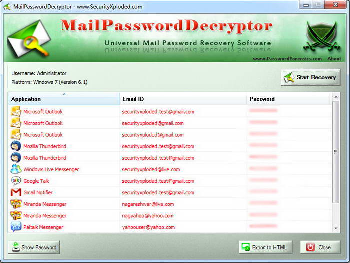 Mail Password Decryptor