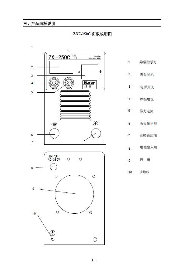 焊王ZX7-250C逆变直流手工焊机使用说明书