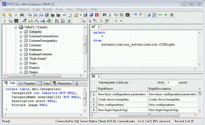 DTM SQL editor Enterprise