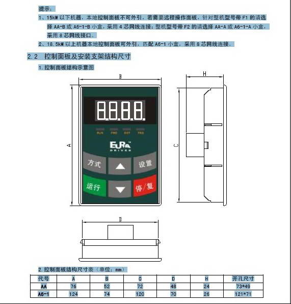 欧瑞传动E1000-4000T3变频器说明书