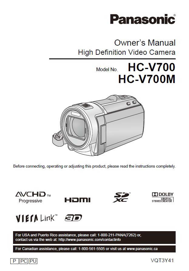 松下HC-V700M数码摄像机说明书