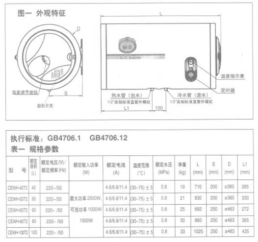 史密斯CEWH-50T2电热水器使用说明书