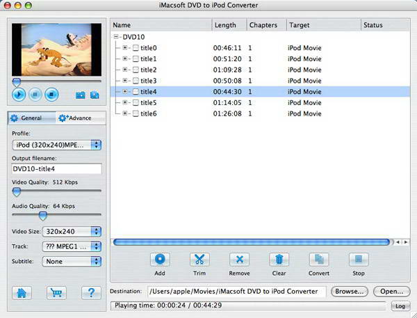 iMacsoft DVD to iPod Converter For Mac