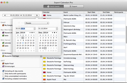 Export Calendars Pro For Mac