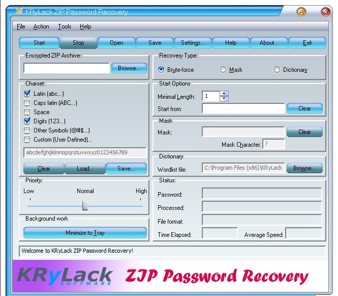 KRyLack ZIP Password Recovery