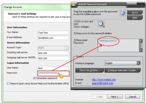 Asterisk Password Decryptor for 32-bit and 64-bit applications