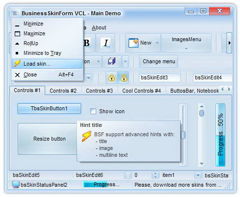 BusinessSkinForm VCL for Delphi XE