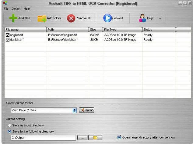 Aostsoft TIFF to HTML OCR Converter