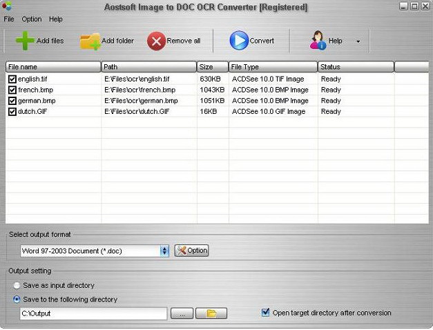 Aostsoft Image to DOC OCR Converter