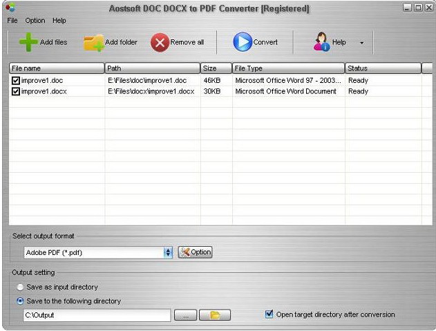 Aostsoft DOC DOCX to PDF Converter