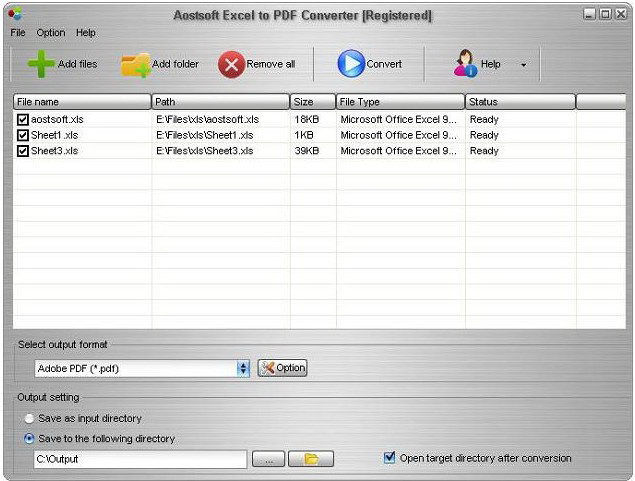 Aostsoft Excel to PDF Converter