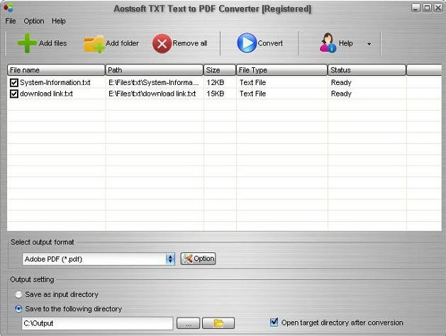 Aostsoft TXT Text to PDF Converter