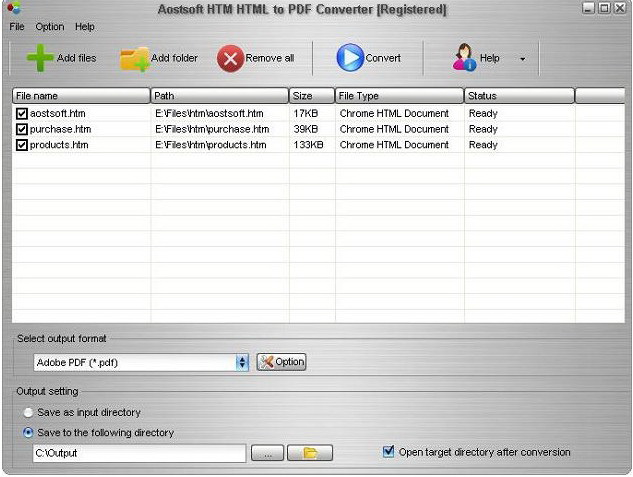 Aostsoft HTM HTML to PDF Converter