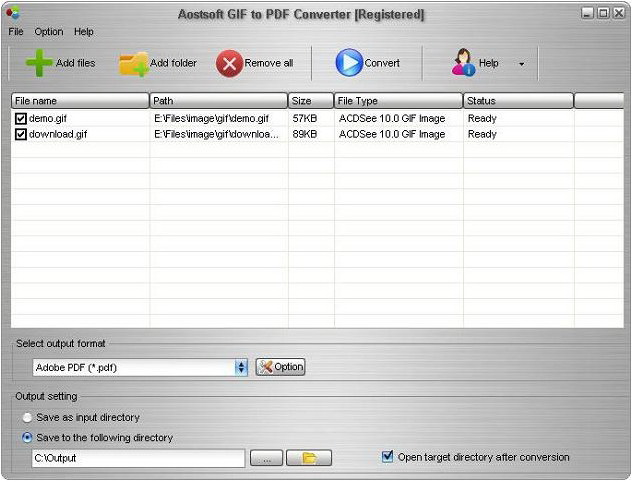 Aostsoft GIF to PDF Converter