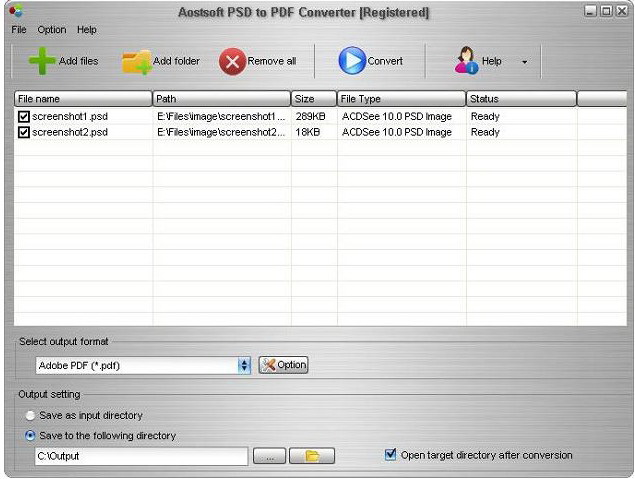 Aostsoft PSD to PDF Converter