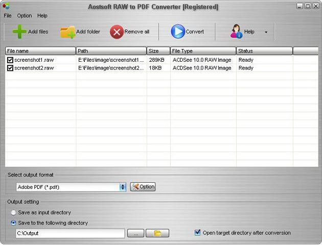 Aostsoft RAW to PDF Converter