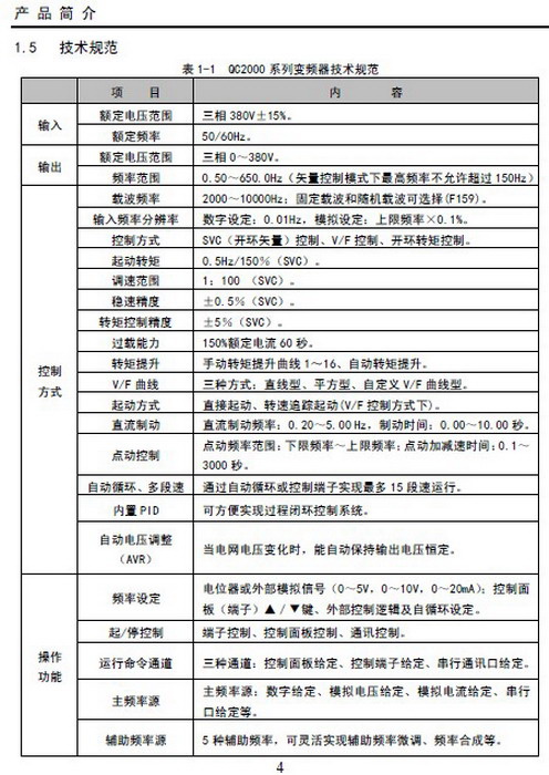 欧瑞QC2000-0037T3变频器使用说明书