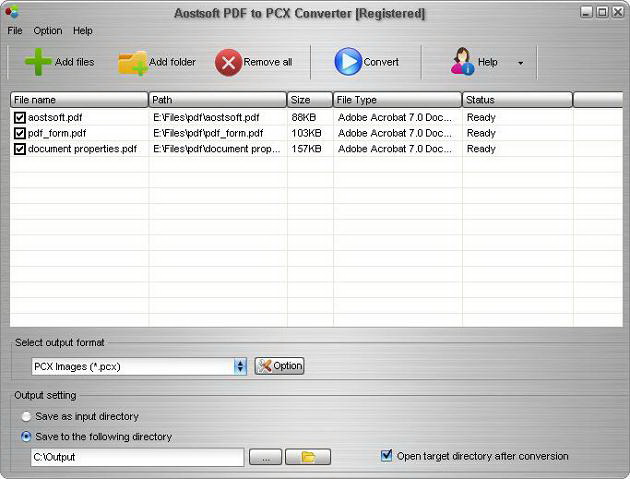 Aostsoft PDF to PCX Converter