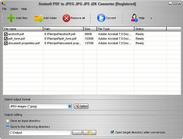 Aostsoft PDF to JPEG JPG JP2 J2K Converter