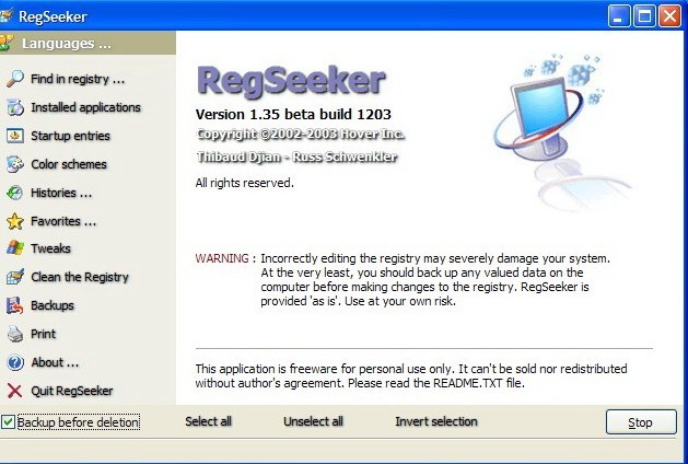 注册表清理优化工具(RegSeeker)