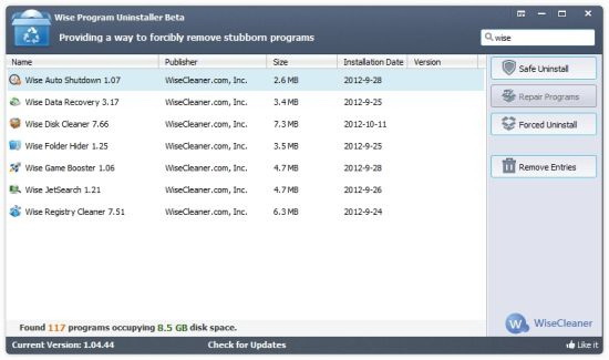 Wise Program Uninstaller