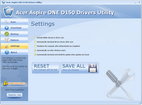 Acer Aspire ONE D150 Drivers Utility