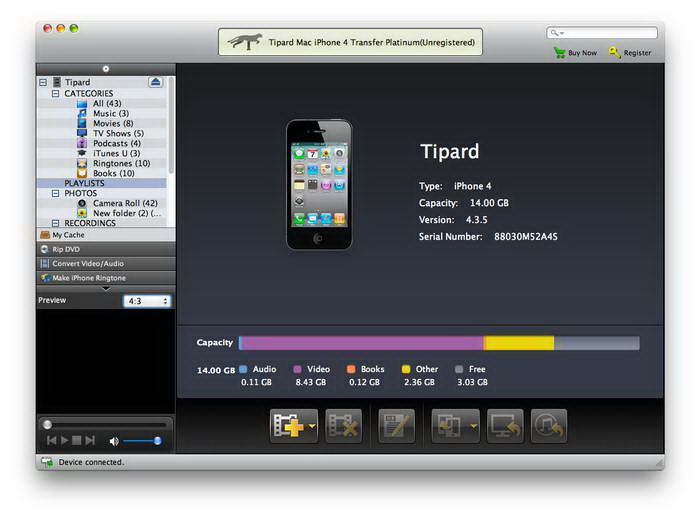 Tipard iPhone 4 Transfer Pro for Mac