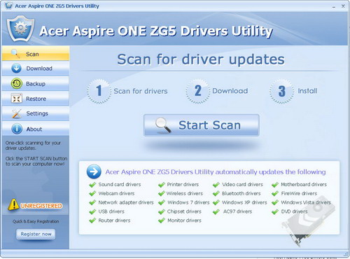 Acer Aspire ONE ZG5 Drivers Utility