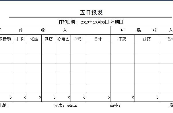 随意医院五日报表管理系统