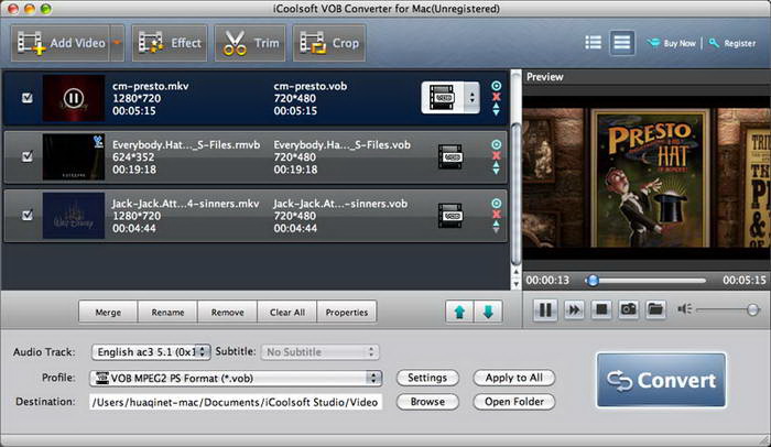 iCoolsoft VOB Converter for Mac