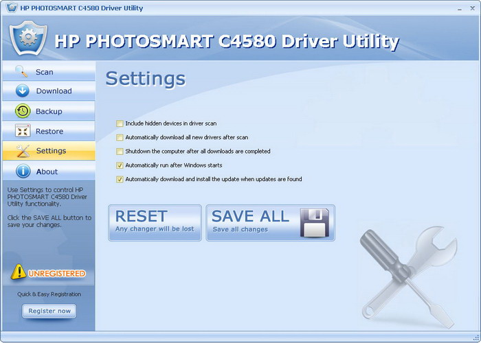 HP PHOTOSMART C4580 Driver Utility