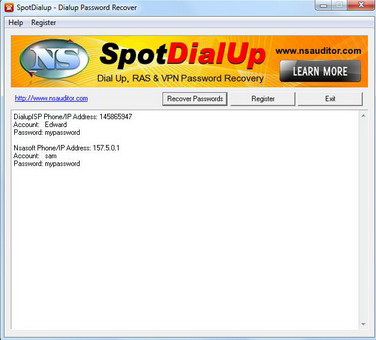 SpotDialup Password Recover