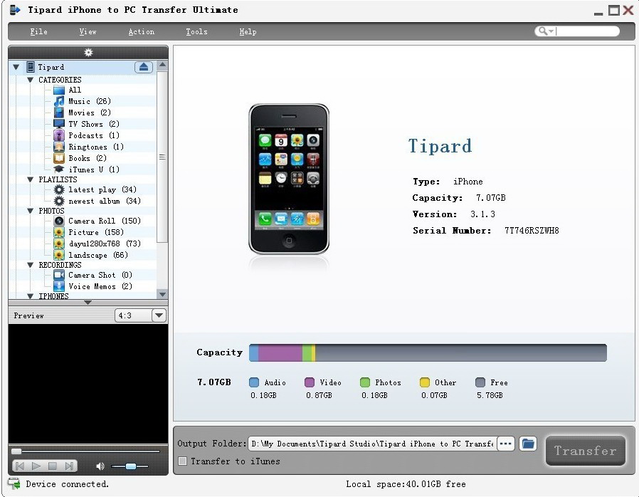 Tipard iPhone to PC Transfer Ultimate