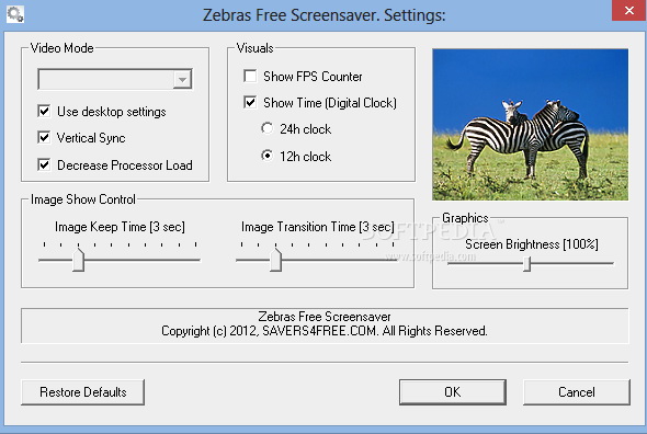 Zebras Free Screensaver